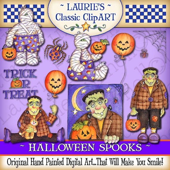 Halloween Clip Art, Bulletin Board Decor, Halloween Card Art, Halloween Ghost PNG, Mummy Clip Art, Halloween Paper Craft, Scrapbooking Art