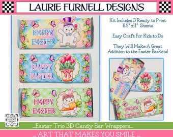 Easter Candy Bar Wrappers, Spring Candy Bar Wrappers, Bright Spring Colors, Easy To Make Printables, Laurie Furnell, Easter Bunny Wrappers