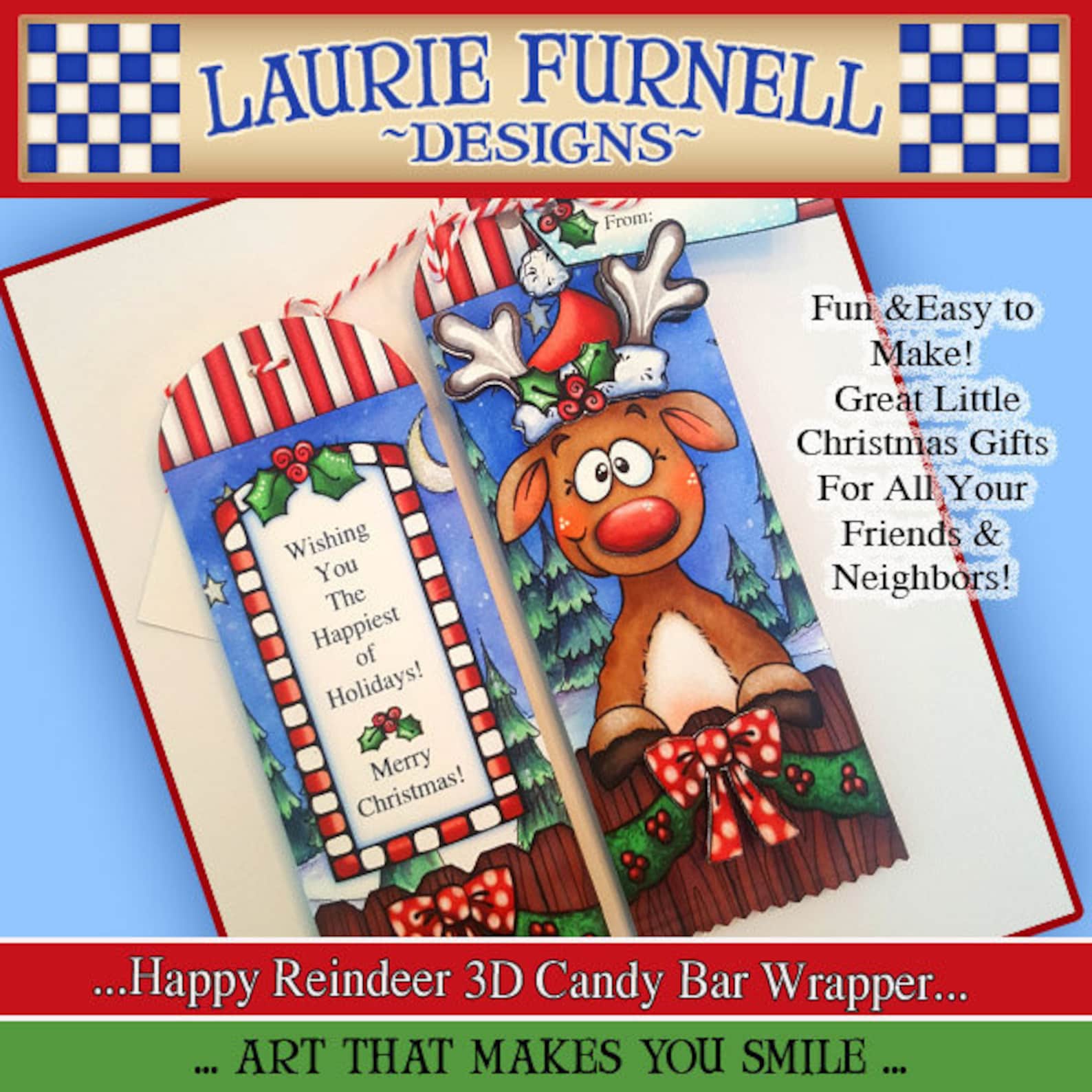 Reindeer Candy Bar Wrapper Holiday Candy Wrapper Paper - Etsy
