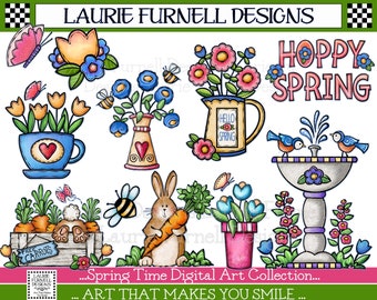 Springtime Clip Art, Easter Clip Art, Spring Digital Art. Spring PNGs, Bulletin Board Art, Art for Paper Crafts, Spring Digital Paper