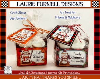 S'mores Kit Printable, Fall S'more Party Favor, Christmas S'more Printable, Christmas Favors, Paper Craft Printable, Christmas Printable