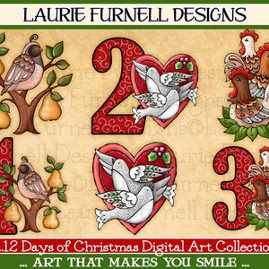 12 Tage Weihnachten Clip Art, Weihnachtsclipart, Feiertagsgrafiken, Weihnachtspngs, Laurie Furnell, Weihnachtsverzierungskunst, Kartenherstellungskunst