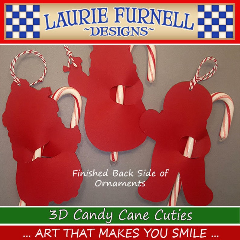 Christmas Candy Cane Holder, Santa Gift Tag, Mrs. Santa Gift Tag, Reindeer Gift Tag, Laurie Furnell,Santa Candy Cane Ornament, image 3