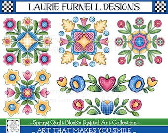 Quilt Block Clip Art, Quilting Art, Quilt Block Print, Quilt Block PNG, Pastel Quilt Block Designs, Designs For Scrapbooks, Laurie Furnell