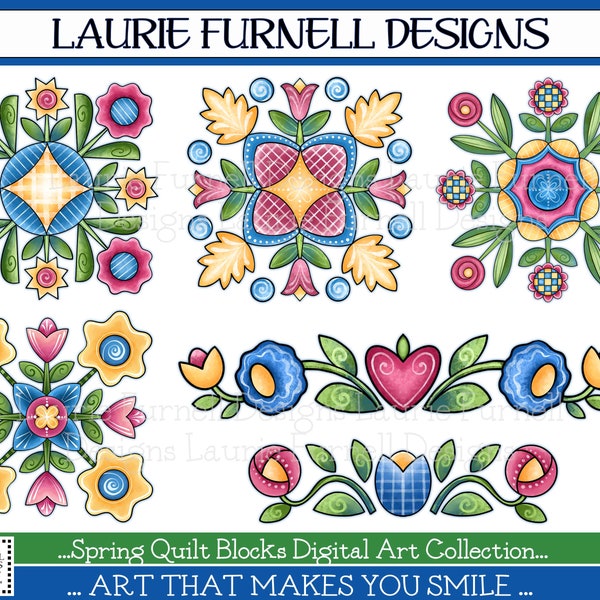 Quilt Block Clip Art, Quilting Art, Quilt Block Print, Quilt Block PNG, Pastel Quilt Block Designs, Designs For Scrapbooks, Laurie Furnell