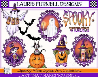 Halloween Clip Art, Spooky Vibes PNG, Halloween Digital Paper, Halloween Ghost PNG, Laurie Furnell, School Bulletin Board, Halloween Sticker