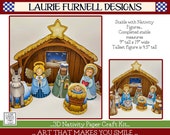 Nativity Paper Craft Kit, Christmas Nativity Paper Craft, DIY Paper Manger Scene, Kids Christmas Craft, Laurie Furnell, Christmas Manger Art