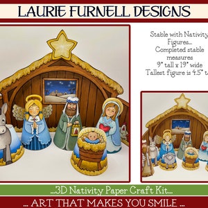Nativity Paper Craft Kit, Christmas Nativity Paper Craft, DIY Paper Manger Scene, Kids Christmas Craft, Laurie Furnell, Christmas Manger Art