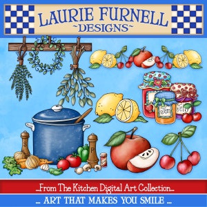 Cookbook Clip Art, Kitchen Digital Art, Cooking Clip Art, Recipe Cards, Laurie Furnell, Baking Clip Art, Food Clip Art, Dessert Clip Art image 3