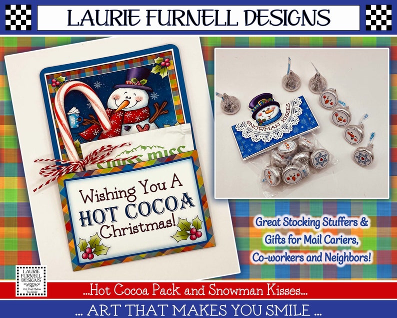 May include: A Christmas card with a snowman and a hot cocoa packet. The card says "Wishing You A Hot Cocoa Christmas!" and has a red and white candy cane. The card is decorated with holly and berries. The card is a great stocking stuffer or gift for mail carriers, co-workers, and neighbors.