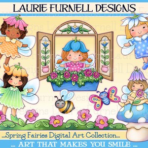 Garden Fairies PNG, Spring Garden Fairy Clip Art, Spring Clip Art, Fairy PNG, Cute Fairy Art, Card Making Supply, Spring Art voor sublimatie