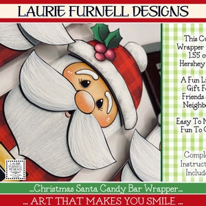 Santa candy bar wrapper, Christmas candy bar wrapper, Laurie Furnell Designs, Chocolate bar wrapper, Christmas printables, Digital image 3