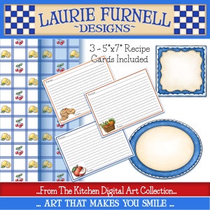 Cookbook Clip Art, Kitchen Digital Art, Cooking Clip Art, Recipe Cards, Laurie Furnell, Baking Clip Art, Food Clip Art, Dessert Clip Art image 4