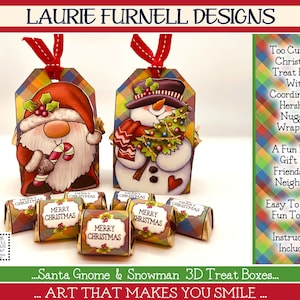 Boîte cadeau gnome père Noël, imprimable Père Noël gnome, boîte cadeau bonhomme de neige à imprimer, boîte gâterie de Noël, travaux manuels de Noël, emballages de pépites