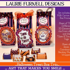 Halloween Treat Box Printable, Halloween Candy Box, Halloween Milk Carton Treat Boxes, Laurie Furnell, Halloween Printables, Party Favors