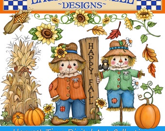 Autumn PNG, Fall Clip Art, Laurie Furnell, Harvest Clip Art, Scarecrow Clip Art, Scarecrow PNG, Fall Digital Paper, Bulletin Board Decor