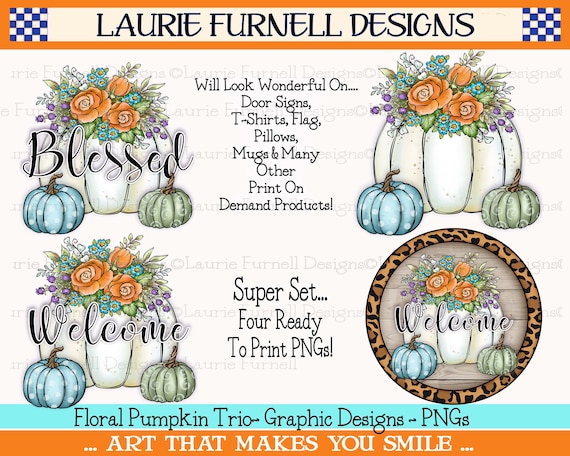 Autumn Pumpkin PNG, Fall Floral PNG, Leopard Pumpkin Clip Art, Laurie Furnell, Fall PNG Sublimation, Fall Print on Demand png, Autumn Floral