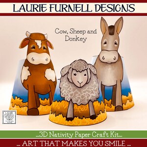 Nativity Paper Craft Kit, Christmas Nativity Paper Craft, DIY Paper Manger Scene, Kids Christmas Craft, Laurie Furnell, Christmas Manger Art image 6