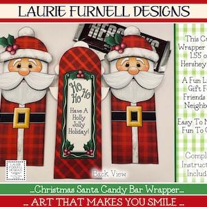 Santa candy bar wrapper, Christmas candy bar wrapper, Laurie Furnell Designs, Chocolate bar wrapper, Christmas printables, Digital image 2