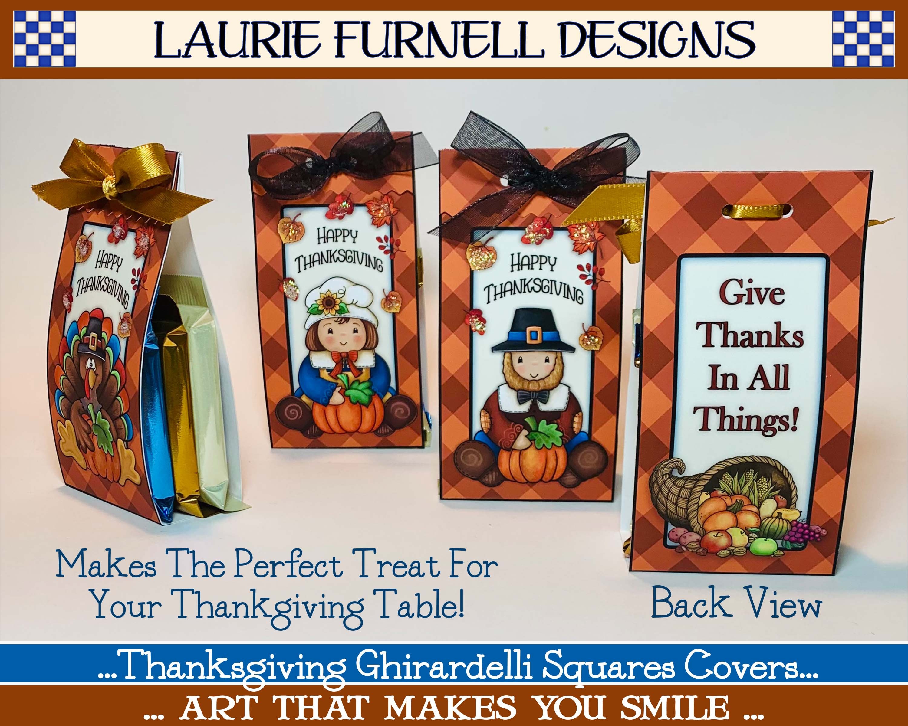 Thanksgiving Candy Wrapper, Ghirardelli Square Wrapper, Pilgrim…