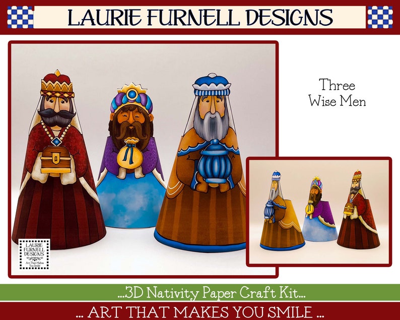 Nativity Paper Craft Kit, Christmas Nativity Paper Craft, DIY Paper Manger Scene, Kids Christmas Craft, Laurie Furnell, Christmas Manger Art image 4