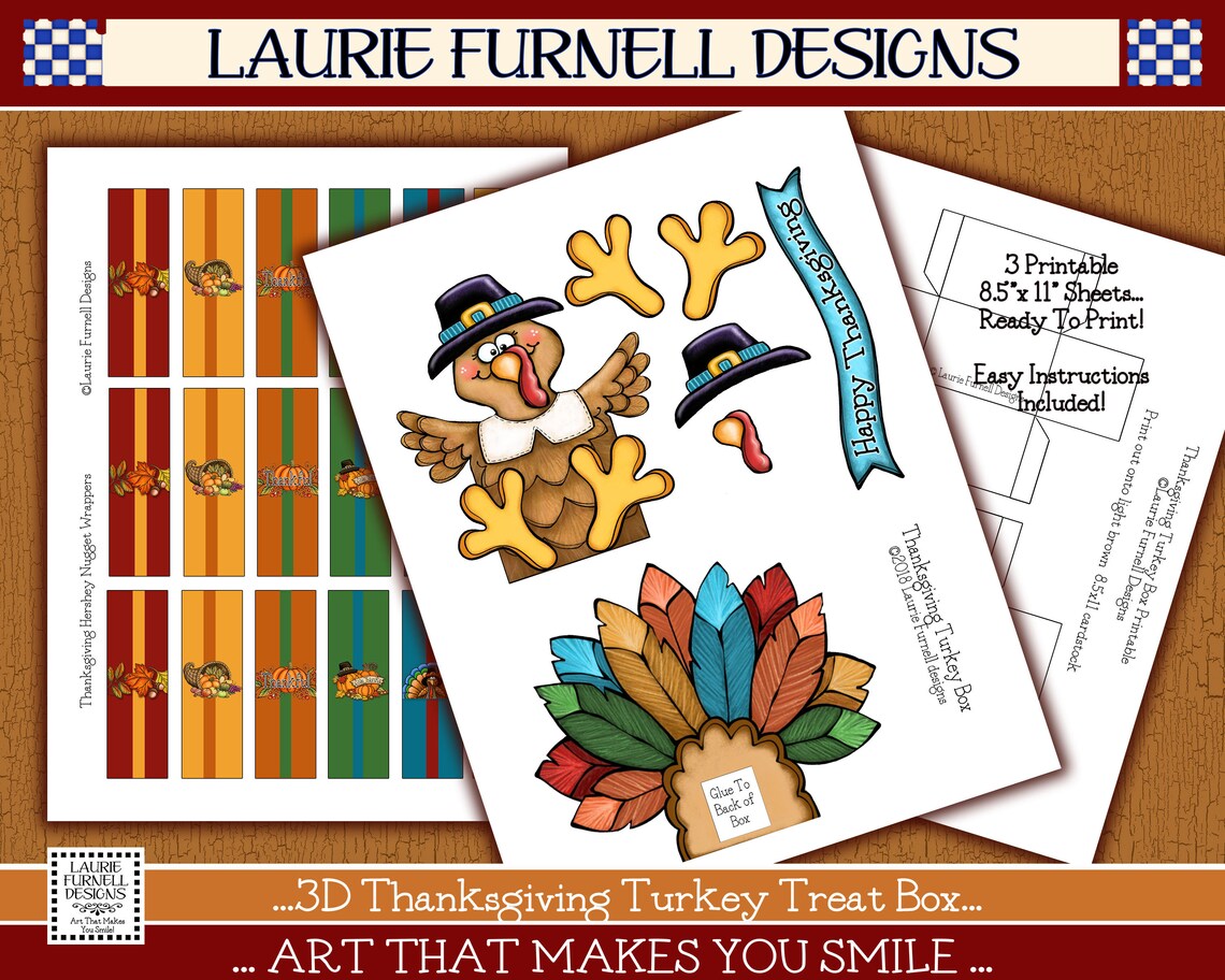 Turkey Box Printable Thanksgiving Turkey Treat Box, Turkey Printable, Thanksgiving Printable ...