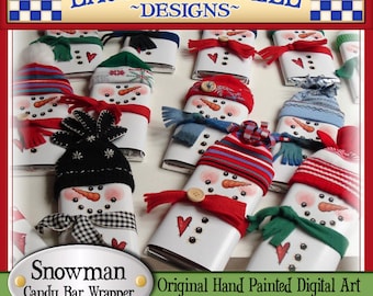 Snowman Candy Bar Wrapper, Laurie Furnell, printables, holiday candy wrappers, Christmas wrappers, Christmas printables, papercrafts, candy