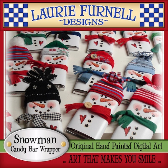 Snowman Candy Bar Wrapper Laurie Furnell Printables Holiday - Etsy