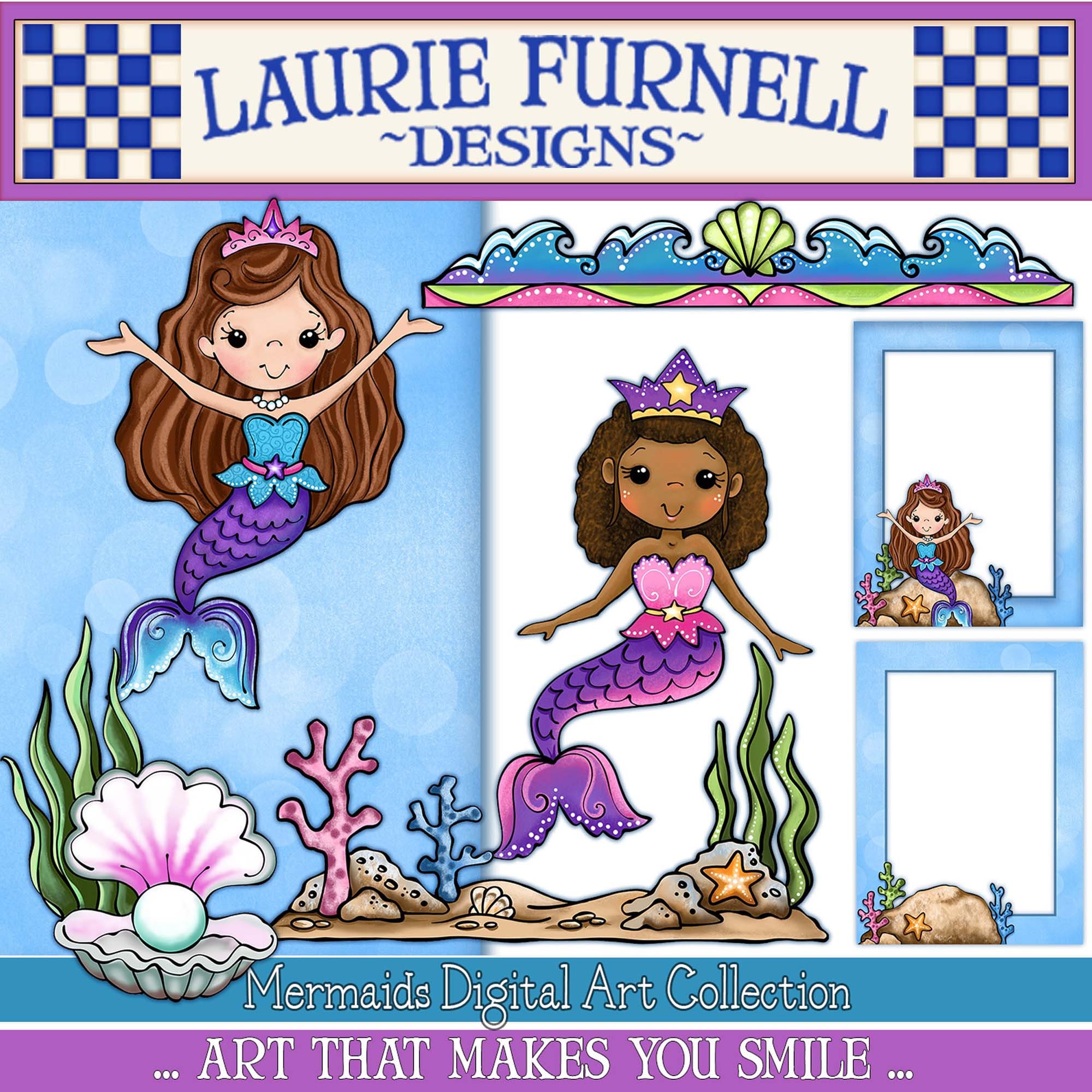 Mermaid Clip Art Under the Sea Clip Art Ocean Clip Art Cute - Etsy