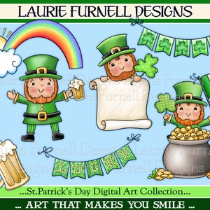 St. Patrick's Day Clip Art, Leprechaun Clip Art, Leprechaun PNGs, St. Patty's Day Digital Art, Bulletin Board Decor, Leprechaun Printables, image 2