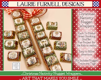 Christmas Nativity Nugget Wrapper, Christmas Nugget Wrappers, Christmas Favor, Christmas Candy Wrapper, Stocking Stuffer, Instant Download