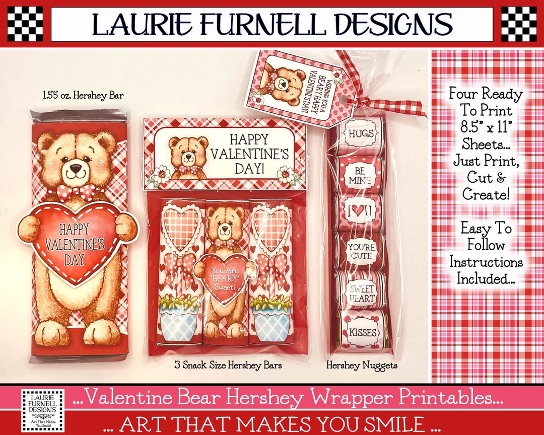 Valentine Bar Wrapper, Vallentine Nugget Wrapper, Snack Size Candy Bar ...