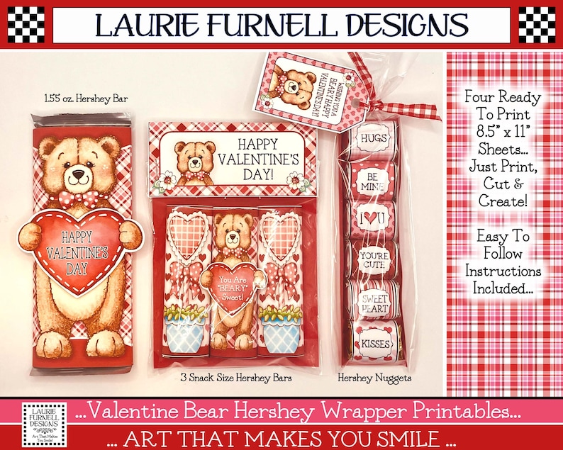 Valentine Bar Wrapper, Vallentine Nugget Wrapper, Snack Size Candy Bar ...
