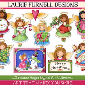Weihnachtsengel Clip Art, Weihnachtsengel für Sublimation, Weihnachten digitales Papier, Urlaub Engel Papercrafts, Weihnachtskarte Suppy
