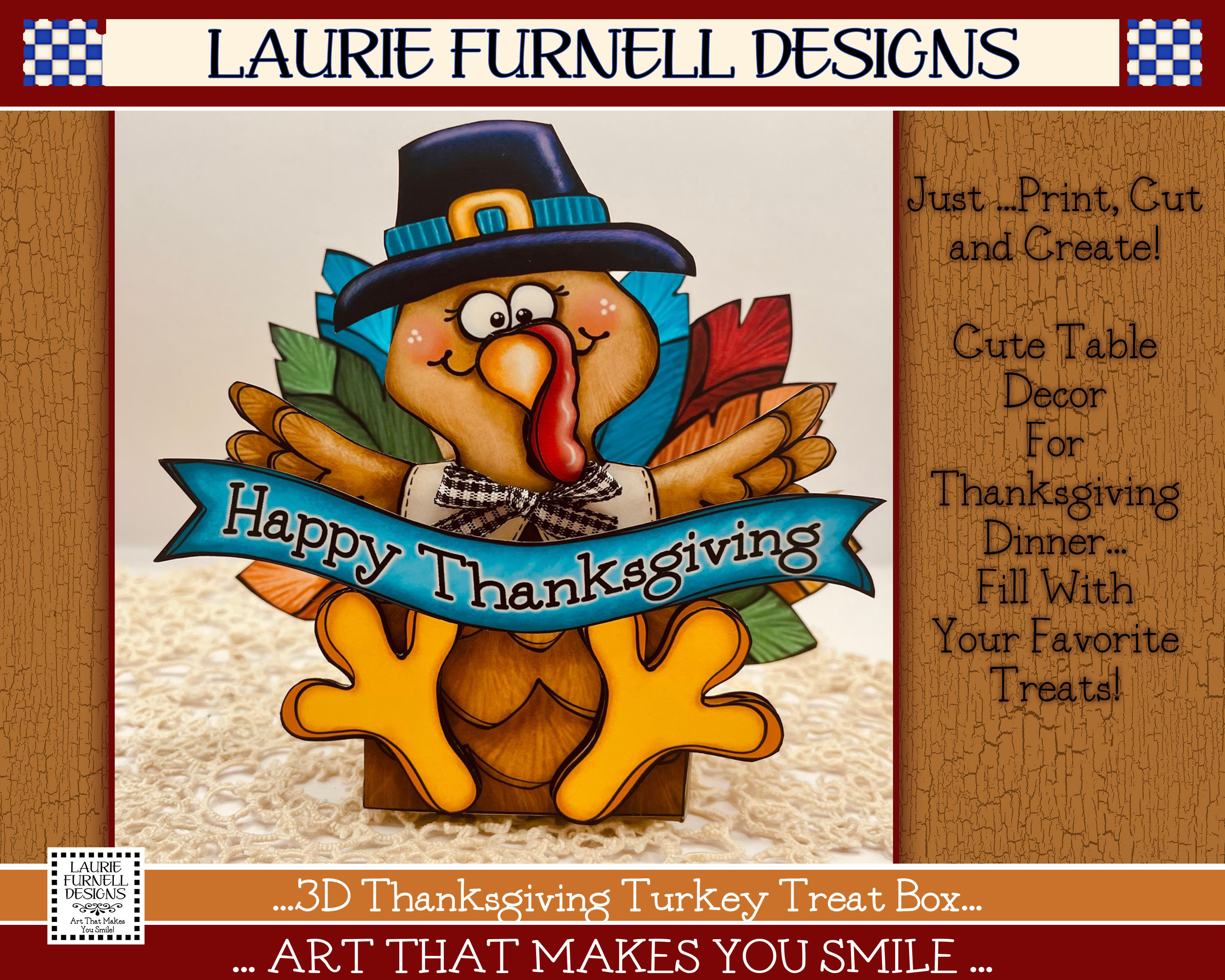 Thanksgiving Turkey Treat Box, Turkey Printable, Thanksgiving Printable. Laurie Furnell, Nugget Candy Wrappers. Thankgiving Nugget Wrapper