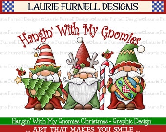 Christmas Gnome PNG, Christmas Sublimation Design, Unique Christmas Graphic, Gnome Clip Art, Holiday PNG, Laurie Furnell