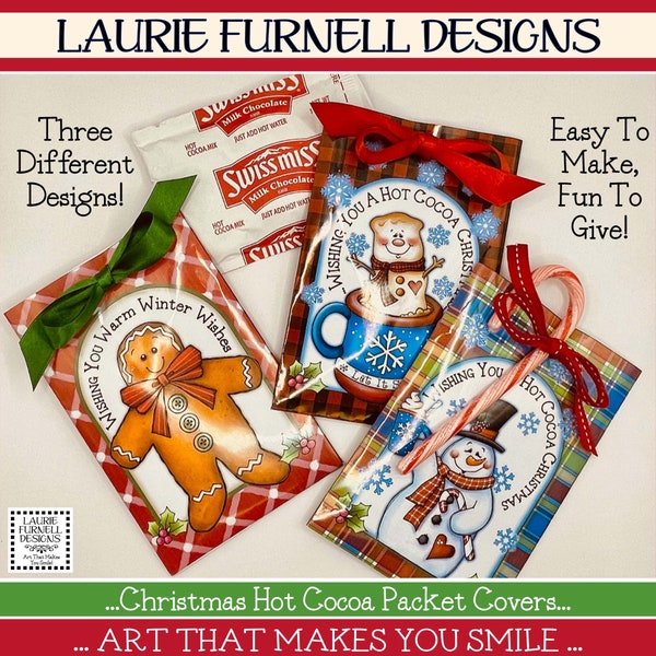 Cocoa Packet Cover, Hot Chocolate Packet Printable, Snowman Cocoa Packet, Laurie Furnell, Christmas Party Favor, Christmas Party Favor