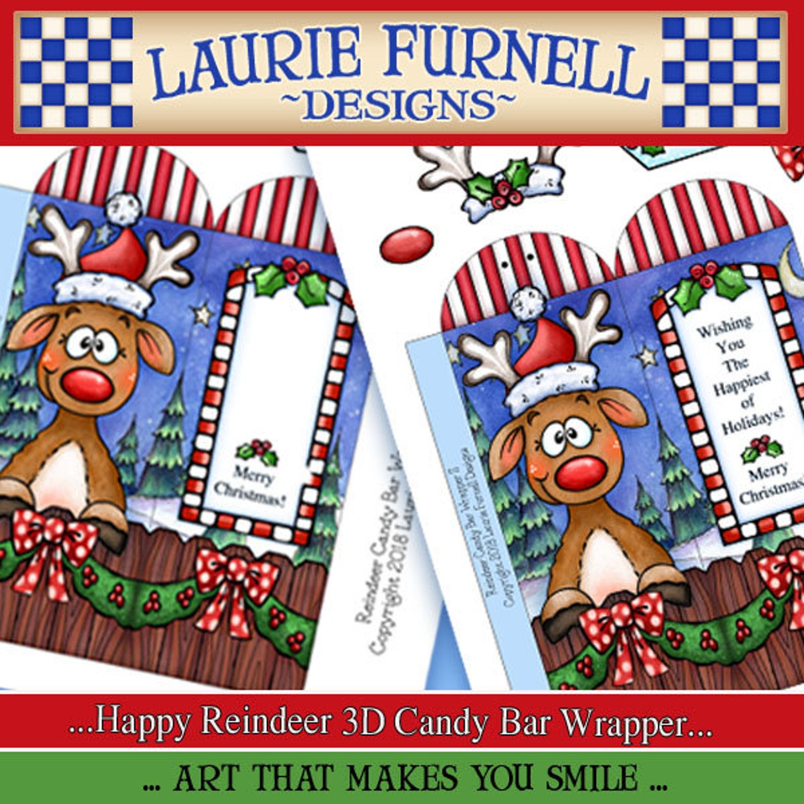Reindeer Candy Bar Wrapper Holiday Candy Wrapper Paper - Etsy