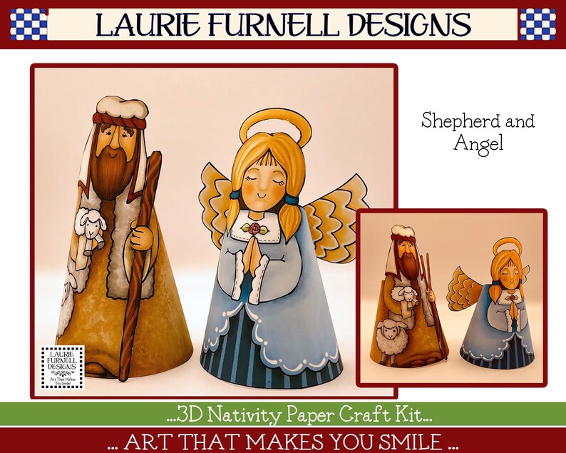 Nativity Paper Craft Kit, Christmas Nativity Paper Craft, DIY Paper Manger Scene, Kids Christmas Craft, Laurie Furnell, Christmas Manger Art image 5
