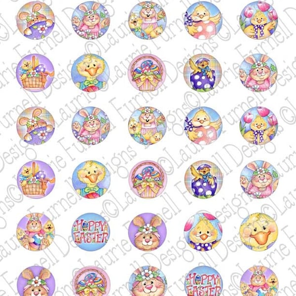 Easter 1 Inch Circles, Easter clip art, Easter Stickers, Round Easter Icons