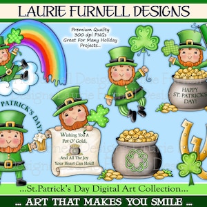 St. Patrick&#39;s Day Clip Art, Leprechaun Clip Art, Leprechaun PNGs, St. Patty&#39;s Day Digital Art, Bulletin Board Decor, Leprechaun Printables,