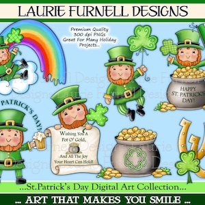 St. Patrick's Day Clip Art, Leprechaun Clip Art, Leprechaun PNGs, St. Patty's Day Digital Art, Bulletin Board Decor, Leprechaun Printables, image 1