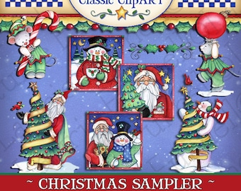 Christmas Digital Art, Santa clipart, Christmas clipart, Laurie Furnell art, papercrafts, Holiday printables, scrapbooking, Christmas art