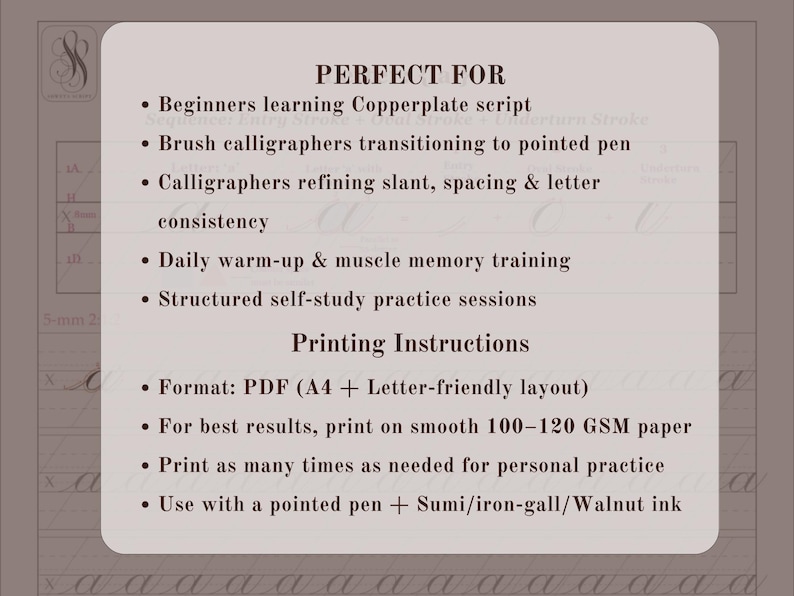 Copperplate Calligraphy Uppercase Alphabets Traceable Practice Sheets ...