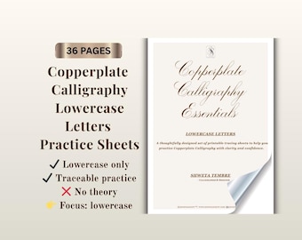 Copperplate Calligraphy Lowercase Traceable Practice Sheets | Only Lowercase Alphabets (PDF)