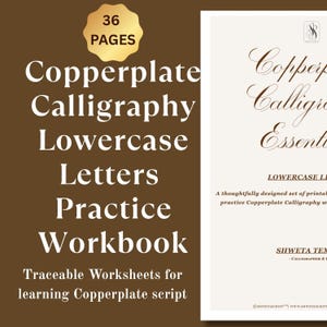 Copperplate Calligraphy Lowercase Letters Practice Workbook| Minuscule Letters Tracing Worksheets | Printable PDF Download