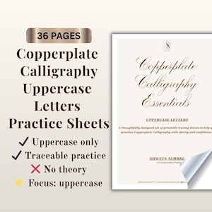Copperplate Calligraphy Uppercase Practice Sheets | Traceable Letter Worksheets (PDF)