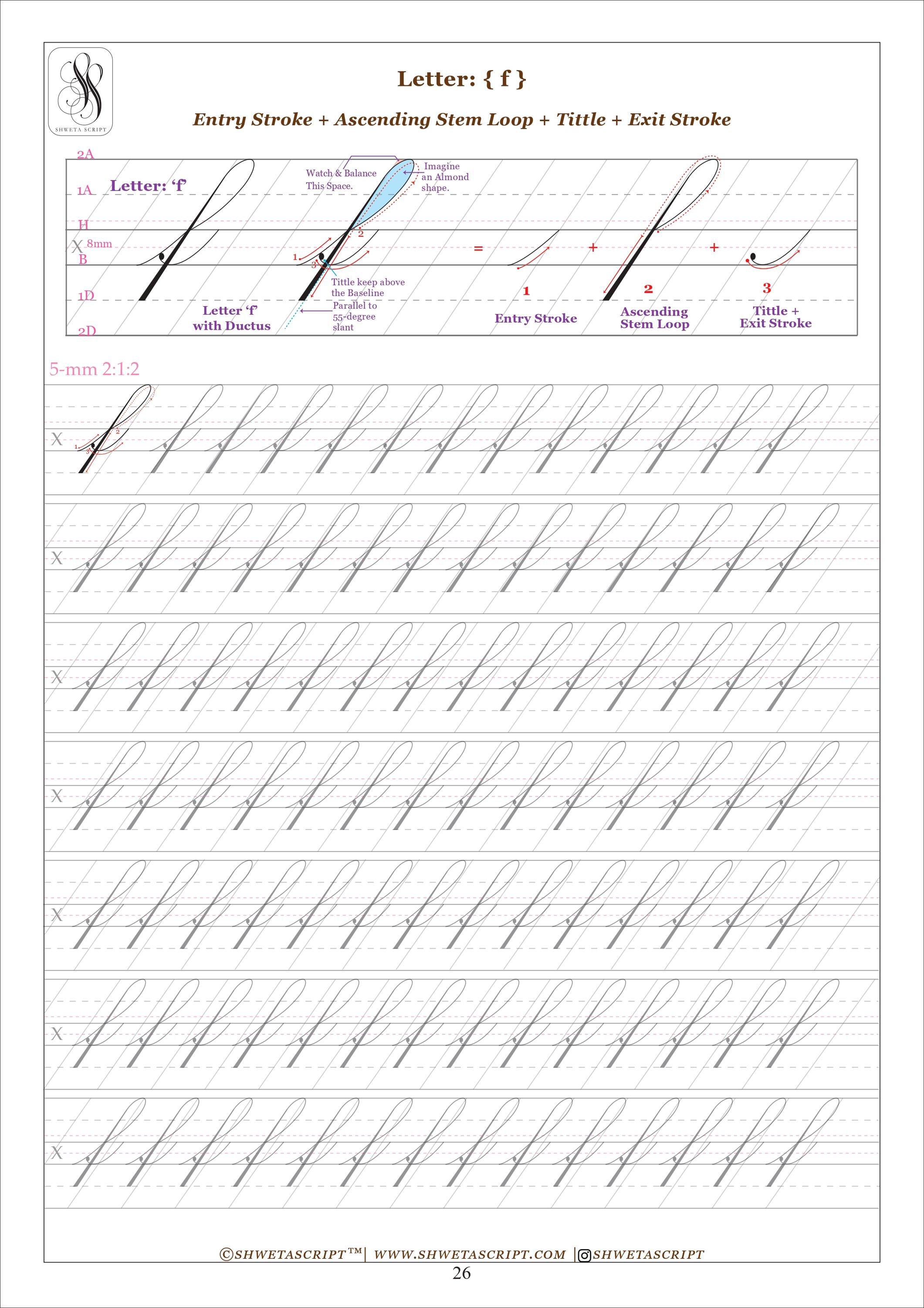 Copperplate Calligraphy Lowercase Traceable Practice Sheets | Only ...
