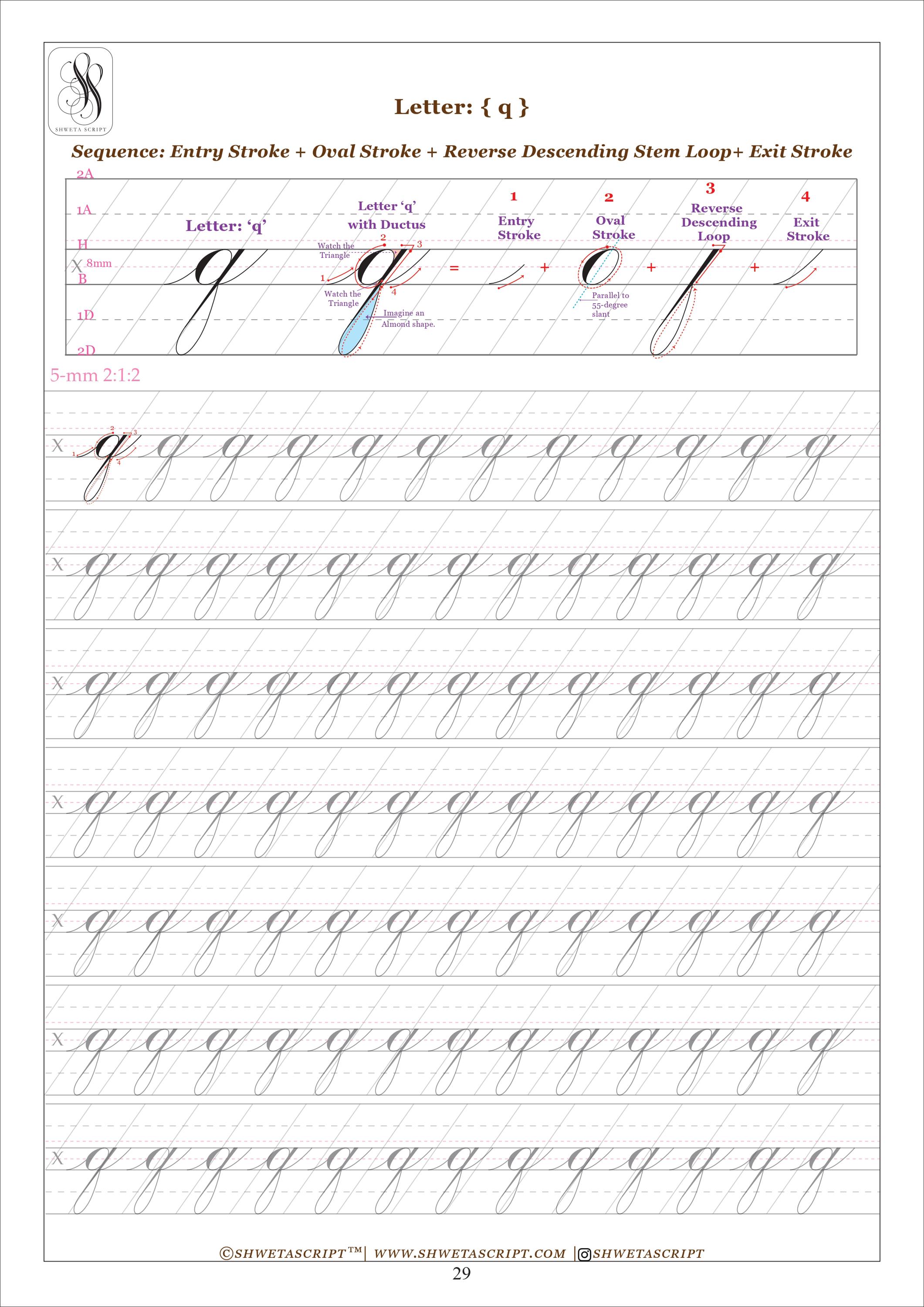 Copperplate Calligraphy Lowercase Traceable Practice Sheets | Only ...