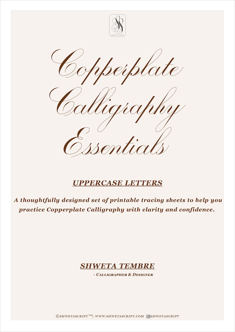 Copperplate Calligraphy Uppercase Alphabets Traceable Practice Sheets ...